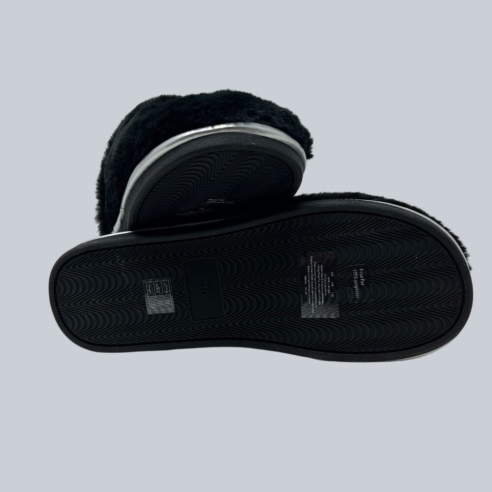 Karl Lagerfeld Womens Black Faux Fur Slippers Size 10 - Picture 5 of 6